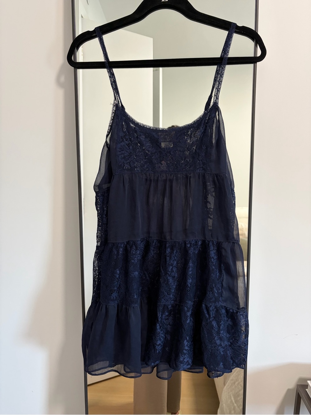 EUC Free People Black Lace & Chiffon Slip Chemise